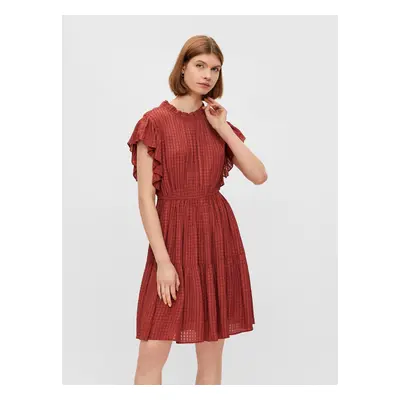 Brown Patterned Dress with Ruffles Pieces Liz - Women