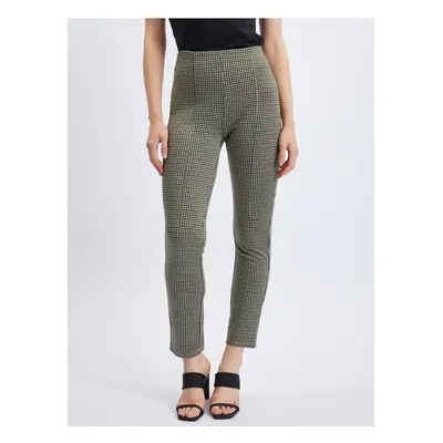 Orsay Green Ladies Checkered Pants - Ladies