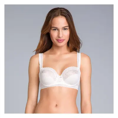 PLAYTEX UNDERWIRE BALCONNETTE BRA - Women's lace bra with bones (balconetka) - antique white