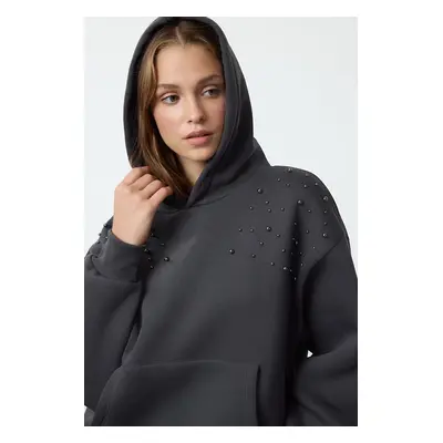 Trendyol Anthracite Relaxed/Comfortable Fit Thick Polar Fleece Knitted Sweatshirt