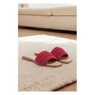 Trendyol Fuchsia Knitted Detailed Women's Slippers