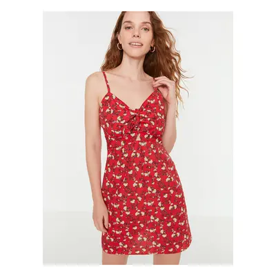 Women's Red Floral Short Strappy Dress Trendyol - Women's