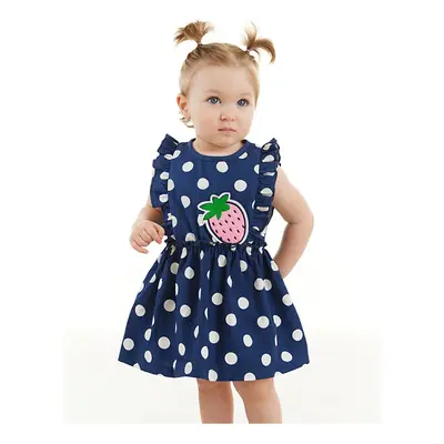 Denokids Polka Dot Strawberry Baby Girl Poplin Summer Ruffle Dress