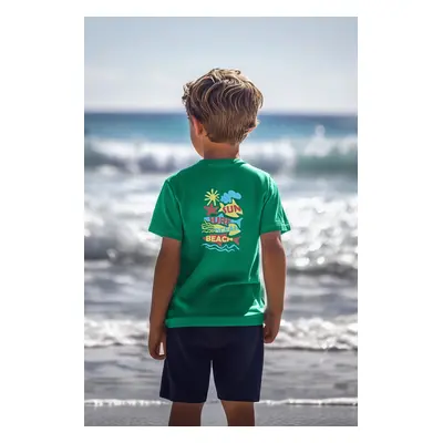 Trendyol Green Boy Back Printed Knitted T-Shirt