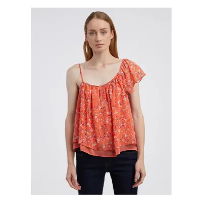 Orange Women's Floral Blouse CAMAIEU - Ladies