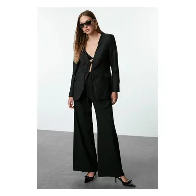 Trendyol Black Tie Detailed Woven Blazer Jacket