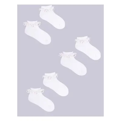 Yoclub Kids's Girls' Turn Cuff Ruffle Cotton Socks 3-pack SKA-0122G-010J-002