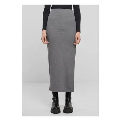 Women's ribbed skirt with high slit gray