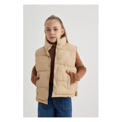 DEFACTO Girl's Stand Collar Basic Puffer Vest