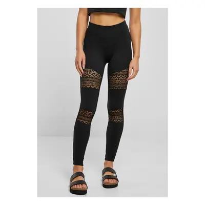 Women's leggings with crochet lace black