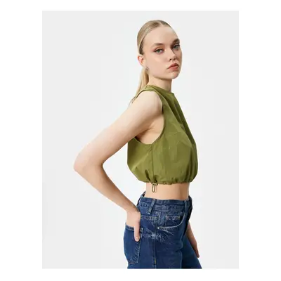 Koton Crop Top Parachute Fabric Sleeveless Elastic Waist