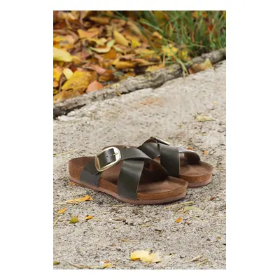 Trendyol Khaki Buckled Cross Strap Women's Slippers