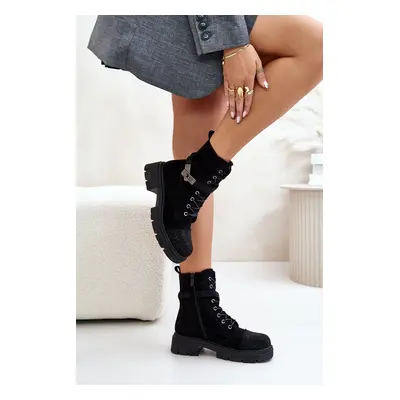 Insulated Ankle Boots Workery with S.Barski Decoration Black