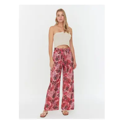 Pink Wide Patterned Pants Trendyol - Women