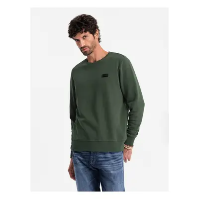 Ombre Men's non-stretch sweatshirt with metal pin - dark green