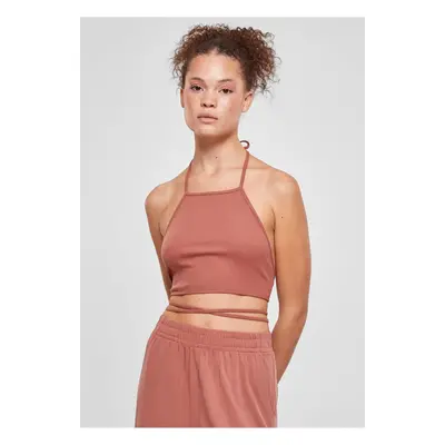 Ladies Rib Trapeze Cropped Top Terracotta