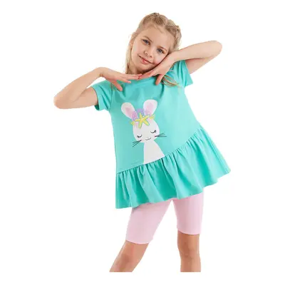 Denokids Sea Rabbit Girl's Summer Frilly T-shirt Tights Set