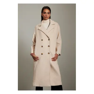 Trendyol Light Beige Boucle Regular Long Wool Coat