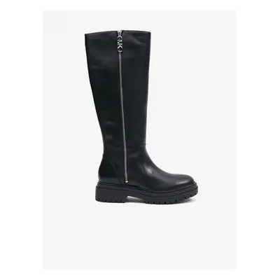 Black Women's Leather Boots Michael Kors Regan - Ladies