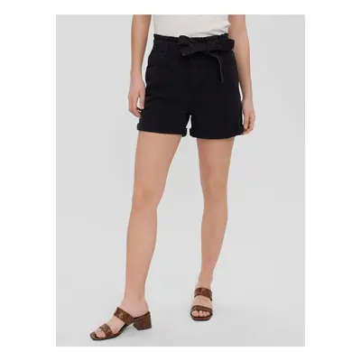 Black denim shorts with ties VERO MODA Tamira - Women