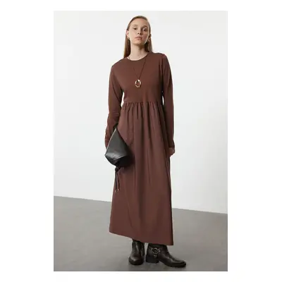 Trendyol Brown Color Block Knitted Dress