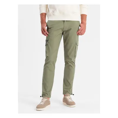 Ombre Men's STRAIGHT LEG cargo pants with triangle pocket pin - olive