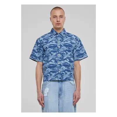 Men's shirt with print - camouflage/blue