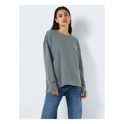 Noisy May Grey-blue Womens Basic Oversize Long Sleeve T-Shirt Noisy - Women