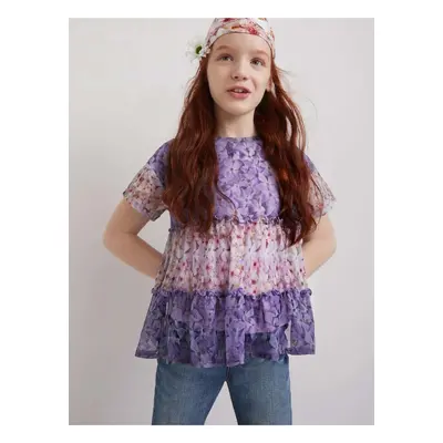 Light purple girly floral T-shirt Desigual Helm - Girls