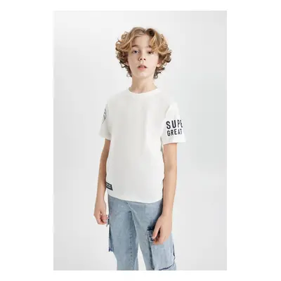 DEFACTO Boys' Crew Neck Printed Short Sleeve T-Shirt