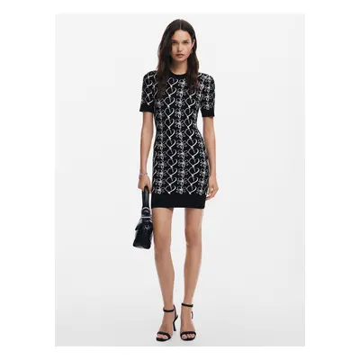 Women's patterned knitted dress Desigual Coeurs Lacroix - Women