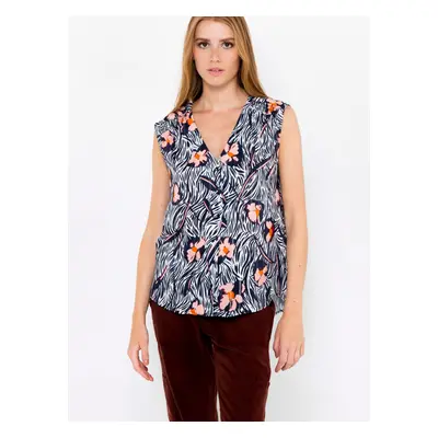 Dark blue floral top CAMAIEU - Women