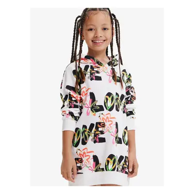 White Girly Patterned Sweatshirt Desigual Flavia - Girls