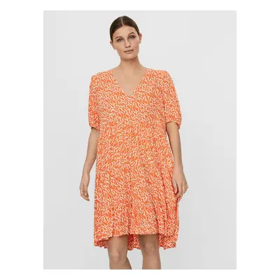 AWARE by VERO MODA Orange patterned loose dress VERO MODA Hanna - Women