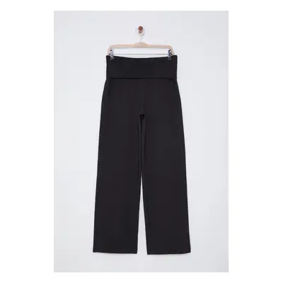 Trendyol Black Elastic Waist Wide Leg/Wide Leg Woven Trousers