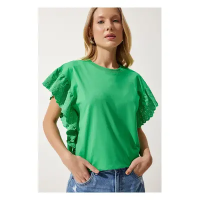 Happiness İstanbul Women's Green Scalloped Knitted Blouse