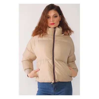 Z6650 DEWBERRY LADIES PUFFER COAT-BEIGE