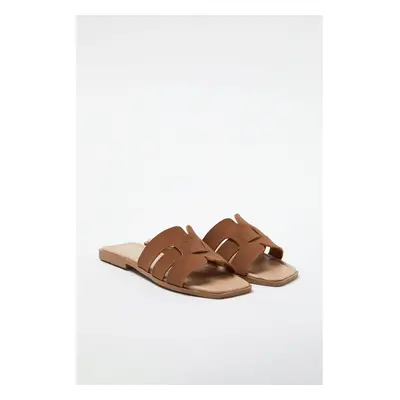 Trendyol Tan Single Band Brown Daily Women's Slippers