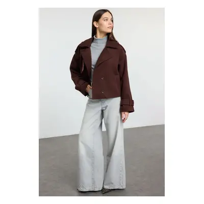 Trendyol Brown Oversize Wide Cut Crop Cashmere Coat