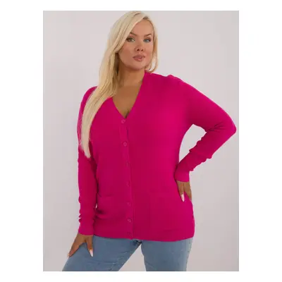 Plus size fuchsia sweater with buttons