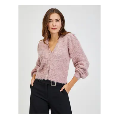 Pink Women's Cardigan with ORSAY Metallic Fibers - Womens