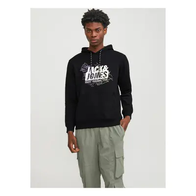 Men's Black Hoodie Jack & Jones Map - Men's