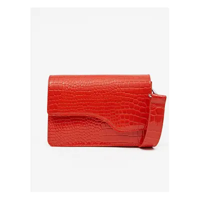 Red Women's Crossbody Bag with Crocodile Pattern Pieces Bunna - Women's