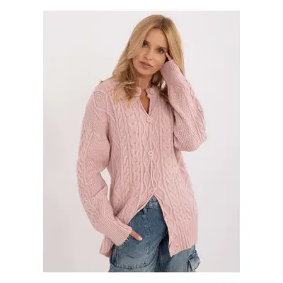 Light pink women's sweater with button fastening