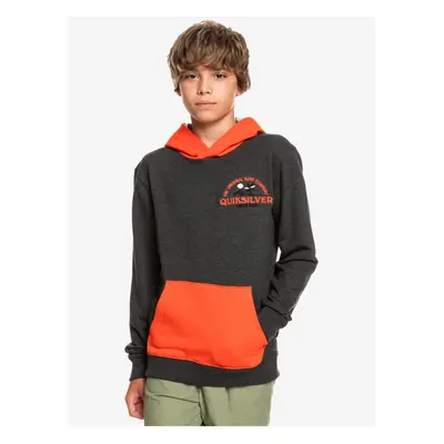 Orange-Grey Boys Brindle Hoodie Quiksilver Open Spot - Boys