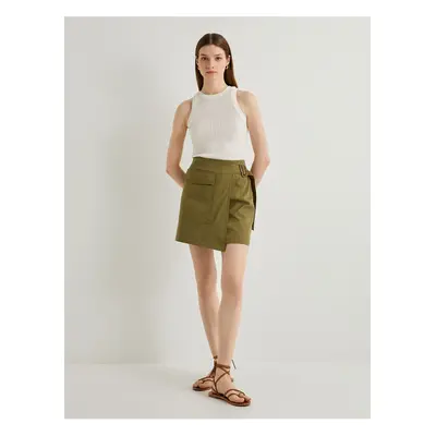 Koton Mini Cargo Skirt Buckle Detailed Pockets Cotton Normal Waist