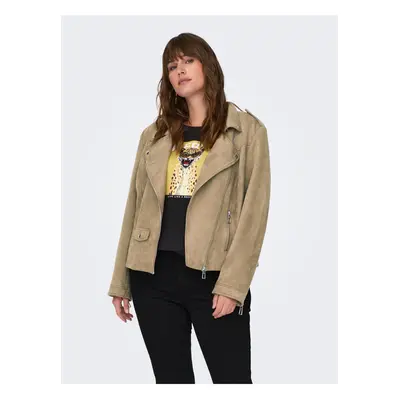 Light brown ladies jacket in suede finish ONLY CARMAKOMA Scootie - Ladies