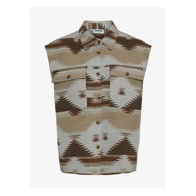 Brown-Beige Patterned Vest Noisy May Aztec - Women