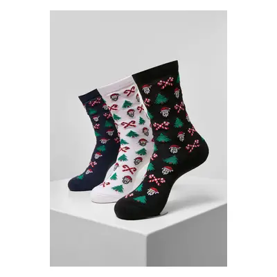 Grumpy Santa Christmas Socks - 3-Pack Black/Navy/White