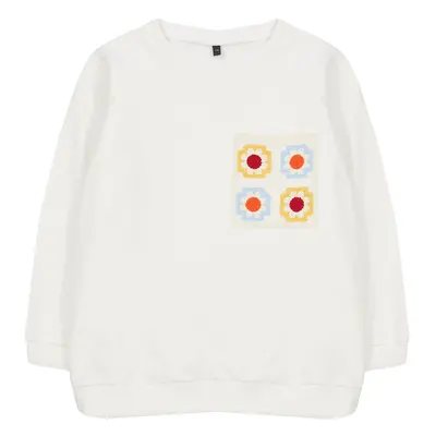 Trendyol Ecru*002 Girl Seasonal-Thin Floral Cotton Knitted Sweatshirt